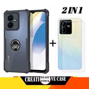 PROMO PAKET 2 INC 1 CASE VIVO V29 5G 2023 / VIVO Y02 / VIVO Y22 / Y22S 2022 Ultra Slim Shockproof Transparent Premium Softcase Anti Fall CINCIN RINKG
