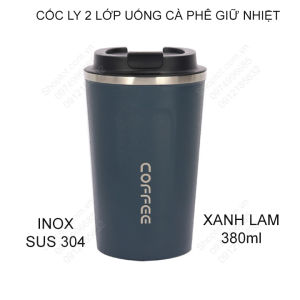 Ly uống cà phê bằng inox 304 loại 2 lớp có nắp thông minh kín nước chuyên dùng uống cà phê uống trà đa năng có