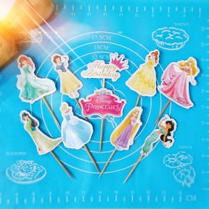Topper Kue Custom Nama Karakter Disney Princess untuk Hiasan Cake Ulang Tahun (Toper Tema Putri)