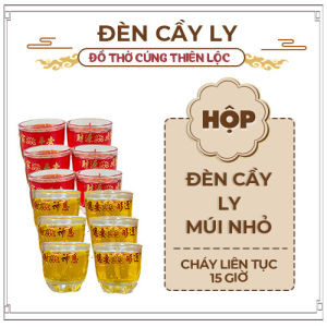Đèn Cầy Ly Cúng Múi Cao 5cm Cháy Liên Tục 15 Tiếng Đồ Thờ Cúng Thiên Lộc - Hộp 12 Ly