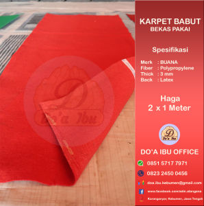 KARPET BUANA || KARPET BABUT SEKALI PAKAI || KONDISI 90 % BAGUS | MURAH | MERAH | ECER DAN GROSIR