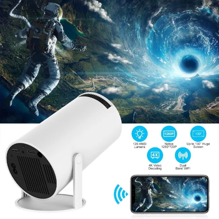 HY300 Projector Intelligent 4K HD Mini HY300pro Projector Projector Portable for Home Use Power