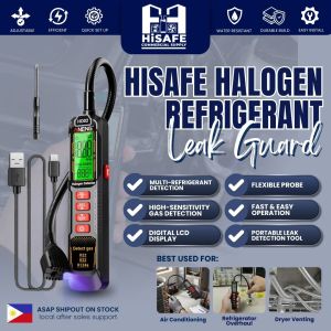 HiSAFE HD02 Halogen Refrigerant Leak Detector (Rechargeable - Socket Inside Back) - Multi-Gas Scanner with Flexible Probe LCD Display & USB Charging