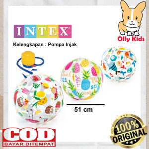 OLLYKIDS Inflatable Ball Merk Intex 59040 Lively Print Beach Ball 51 CM Bola Renang Anak