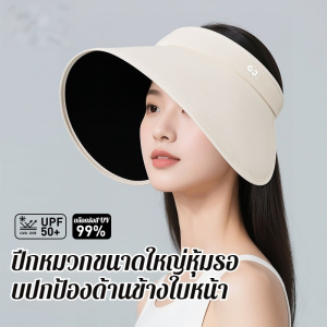 หมวกกันแดดยางสีดําสําหรับเล่นกีฬากลางแจ้ง หมวกคลุมใบหน้าล้อมรอบเพดานเปล่าและหมวกกันแดดปีกกว้าง
