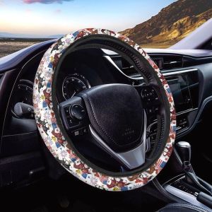 GePrint 250 Years American Eagle Steering Wheel Cover Car Steering Wheel Protector Anti-Slip Fit for SUV Vehicle Sedan Fashion Breathable Cars Decor Protector