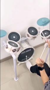 BYJ White Thunder Jazz Drum Musical Instrument Drum Kit with Cymbals Stool Sticks Gift For Kids