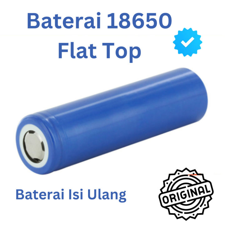 Baterai 18650 Flat Top 3.7 Volt Batre Cas