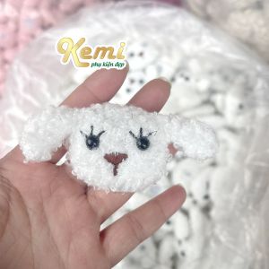 Đầu chó bông cài áo nhỏ xinh cute mắt biếc (kèm keo và đế cài)