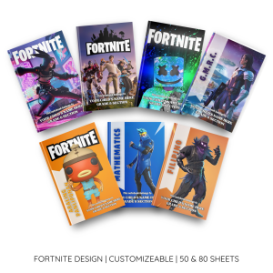 Personalized Notebooks for kids | Fortnite Design | 5pcs per pack 50-80 Leaves | Writing | Composition