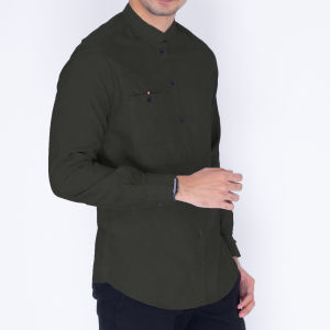 Baju Kemeja Pria Polos Lengan Panjang Kerah Sanghai Premium Grey