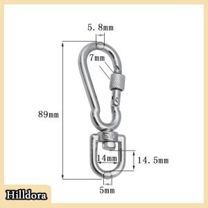 [Hilldora] Thép Không Gỉ Xoay Snap Móc Khóa Con Chó Dây Xích Khóa Phát Hành Nhanh Chóng Khóa Carabiner Clip Cho Chó Đi Bộ Cắm Trại