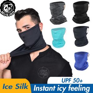 Musion Cool Feeling Bandana Head Scarf with Ear Holes Ice Silk Buff Mask Quick Dry Face Scarf Men Anti UV Penutup Muka Rider Motor Topeng Muka for Cycling