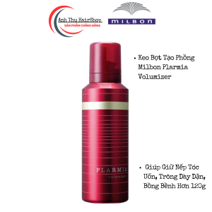 Keo Bọt Tạo Phồng Milbon Plarmia Volumizer Giúp Giữ Nếp Tóc Uốn Trông Dày Dặn Bồng Bềnh Hơn 120g