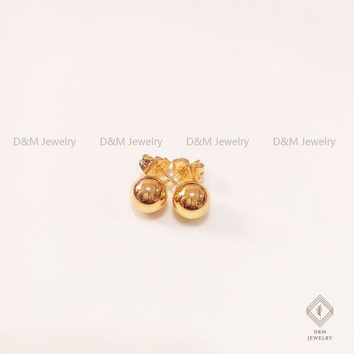 D&M Jewelry 24K Bangkok Gold Ball Stud Earring New Alloy Gold
