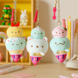 GDRGHJN ผิวสัมผัสนุ่ม ซูมิคโกะ กุราชิ พวงกุญแจ รายละเอียดทำมือ ขนาดเล็ก ตุ๊กตาพวงกุญแจ ของขวัญเล็กๆ ดีไซน์น่ารัก ที่ห้อยกุญแจตุ๊กตาไอศกรีม ของขวัญสำหรับเด็กผู้หญิง