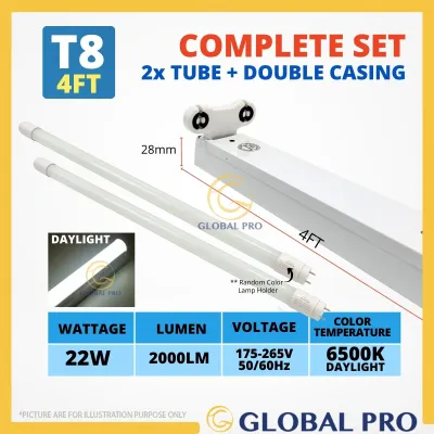 FULL SET DOUBLE 4FT T8 Led Tube Light Lampu Kalimantang LED Set Lampu Panjang LED Ceiling Light Led Tube With Casing