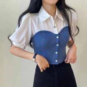 DAHYUN BLOUSE 2IN1 MIX HORNET / ATASAN BLOUSE CROP WANITA