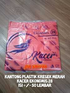 KRESEK MERAH KACER EKONOMIS 24 (24cm x 40cm) ISI +/- 50 LEMBAR / HD KANTONG MERAH EKONOMIS / PLASTIK MERAH EMBOS 17 24 28 35 40 100% ASLI MEREK KACER BERKUALITAS