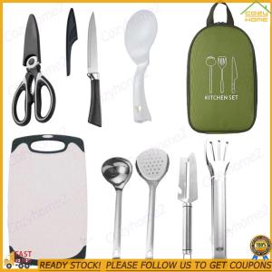 【Cozyhome2】 8 Pcs Camping Cookware Utensils Travel Set Stainless Steel Camping Cooking Set Portable Outdoor Camp Cookware Set Camping Gear