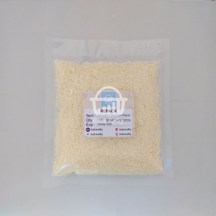 Keju Parmesan Arisha Cheese Regular 100 gram - Keju Halal - Keju Bersertifikat BPOM - Repack 100 gram - Keju Bubuk - Grated Parmesan Cheese - Keju Parmesan Parut - Keju Lokal