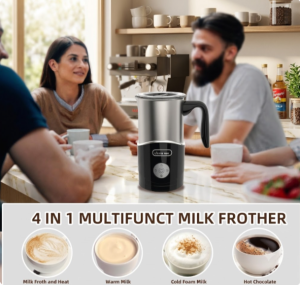 Automatic Electric Milk Frother & Steamer | Stainless Steel Milk Warmer & Hot Chocolate Maker
