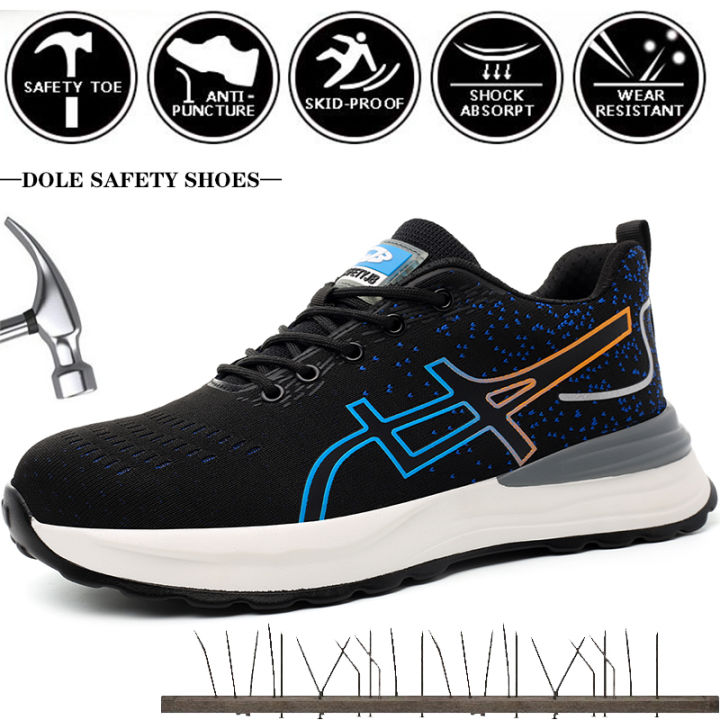 Men's Steel Toe Work Boots - Rotating Buckle, Puncture Proof, Non-Slip, Size EU 45