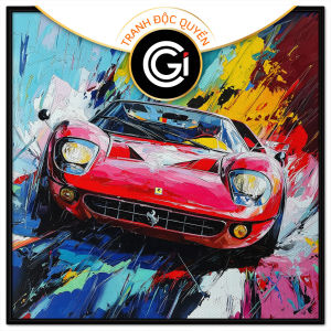 Tranh sơn dầu xe ôto siêu xe. Tranh treo tường dán tường sơn dầu canvas trang trí. CGI-1826