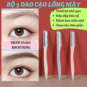 BỘ 3 DAO CẠO LÔNG MÀY MINI – SIÊU GỌN & AN TOÀN DAO CẠO CHÂN MÀY 3 CÂY – NHỎ GỌN SẮC BÉN DỄ DÙNG DAO CẠO MÀY SIÊU NHỎ – AN TOÀN CHO DA NHẠY CẢM BỘ DAO CẠO LÔNG MÀY CÓ NẮP – TIỆN DỤNG & NHẸ NHÀNG