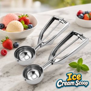 Stainless Steel Ice Cream Scoop Multifunctional Yogurt Dough Fruit Melon Ball Cookie Scooper Durable Kitchen Tools For Home Restaurant Use