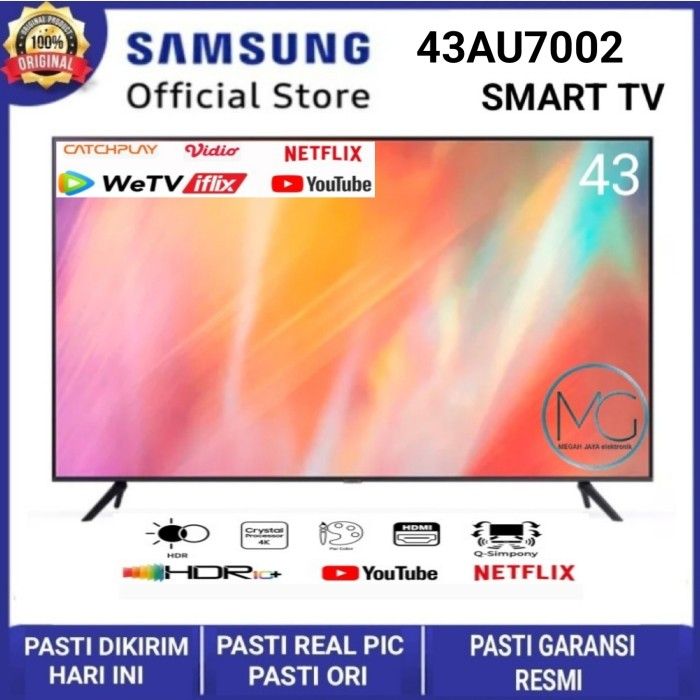 SAMSUNG 43AU7002 SMART TV LED 43 inch UHD 4K Dolby Audio GARANSI RESMI ...