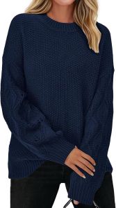 PRETTYGARDEN Womens Sweaters Fall 2025 Long Sleeve Crew Neck Cable Knit Oversized Sweater Top Casual Pullover Trendy Outfits