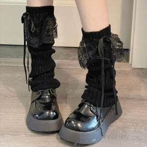 Sweet Japanese Lolita Leg Warmers Women Ankle Warmer for Girls Gothic Long Socks Y2K Thin Knitted Cosplay Heap Heap Socks