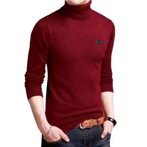 Baju Rajut Pria Kerah Tinggi: Sweater Turtleneck Lengan Panjang Polos