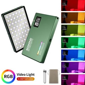 Soonpho ชุดไฟวิดีโอ LED RGB P10สีกล้องฉายภาพหรี่แสงได้2500K-8500K ไฟไบแผงไฟไลท์ CRI 95 +