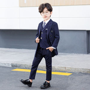3PCS Boy Suit Set Handsome Pageboy Wedding Dress Host Piano Performance Costume Blazer For Kid