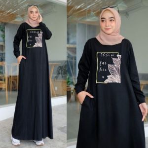 Gamis Terbaru 2024 Kekinian Dinda Dress Bahan Kaos Katun Combed Apk Sablon Dres Wanita Jumbo Simple Elegan