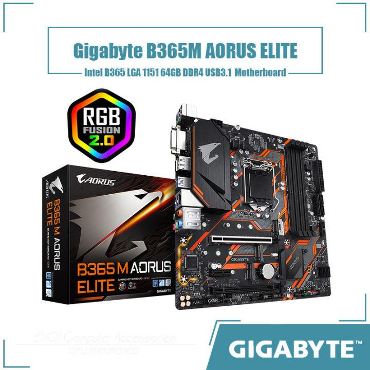 Gigabyte B365M AORUS ELITE Intel B365 LGA 1151 64GB DDR4  Desktop Motherboard Lazada PH