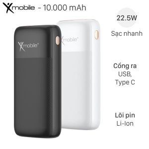Pin sạc dự phòng 10000mAh Type C PD QC3.0 22.5W Xmobile T121 Trắng likew mới 99 Bảo hành 12 tháng