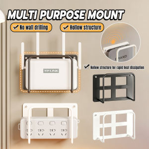 Onisa No-Drill Wall Mount WiFi Router Storage Shelf Punch-Free Bracket for Set-Top Box Cable Organizer 1Pc