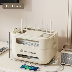 Vision Multi Layer WiFi Router Storage Box Cable Management Organizer Desktop Socket Cable Power Plug Wire Basket Household Wire Board Cable Storage Rack