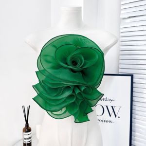 PAZNUL Multi-Layered Chiffon Rose Flower Pleated DIY 3D Chest Flower Fashion Puffy Clothing Decoration Corsage