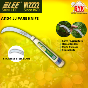 SYK Samlee A1104 JJ Pare Knife Wood Handle Knife Grass Fruits Cutting Knife Pisau Kebun Pemotong Buah
