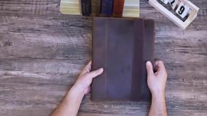 FCLiên hệ gia đình da thật A5 máy tính xách tay bìa Retro danh mục đầu tư kinh doanh với 6 giấy có vòng gắn gáy du lịch trường hợp