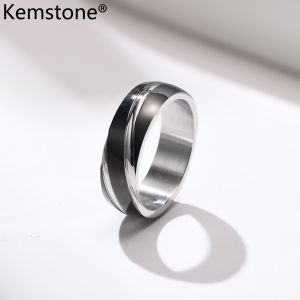 Kemstone Fashion Jewelry Stainless Steel Black Gold Plated Ring Twill Men Ring