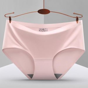 M-XXL Seamless Solid Panties for Women Ice Silk Thin Soft Underpants Hift Hip Breathable Mid Waist Briefs Female Lingerie Plus Size