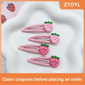 【ZTOYL】 2 Pcs Cute Sweet Strawberry Hairpin Lovely Pink Hair Clips Girls Bangs Clips BB Snap Clip Hair Accessories