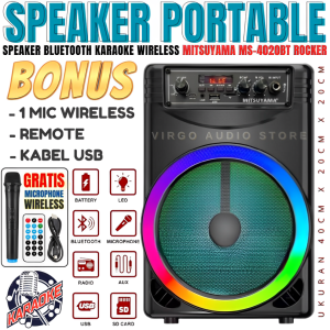 Mitsuyama Speaker 8 Inch Mitsuyama Speaker Karaoke Bluetooth Speaker 8 Inch Mitsuyama Ms-4020bt Rocker Series | Free Mic Wireless Karaoke + Remote - Speaker Karaoke Full Bass - Salon Aktif Extra Power Full Bass Ms-4020 Bt