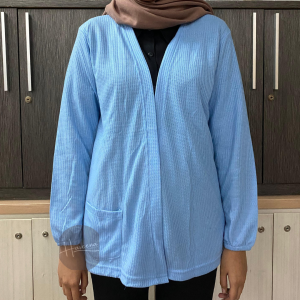 Haseena Cardigan Polos Wanita Ayra Outer Lengan Balon Oversize Kardigan Saku Jumbo Cardi Wanita Wafle Atasan Cardy
