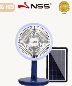 NSS Solar Fan with Panel Rechargeable Fan 8" folding fan with Light charging retractable Mini fan